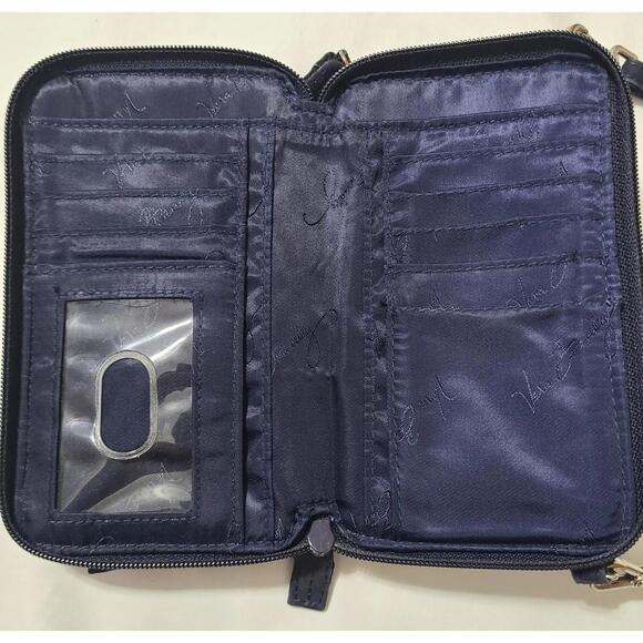 Vera Bradley All-In-One Crossbody Bag  Trifold Wallet Womens Black Quilted  GUC - Picture 4 of 7